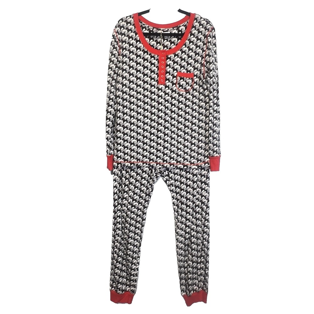 Vera Bradley Scottie Dog Pajama Set Black White Red Womens Sz XL Dog Lover